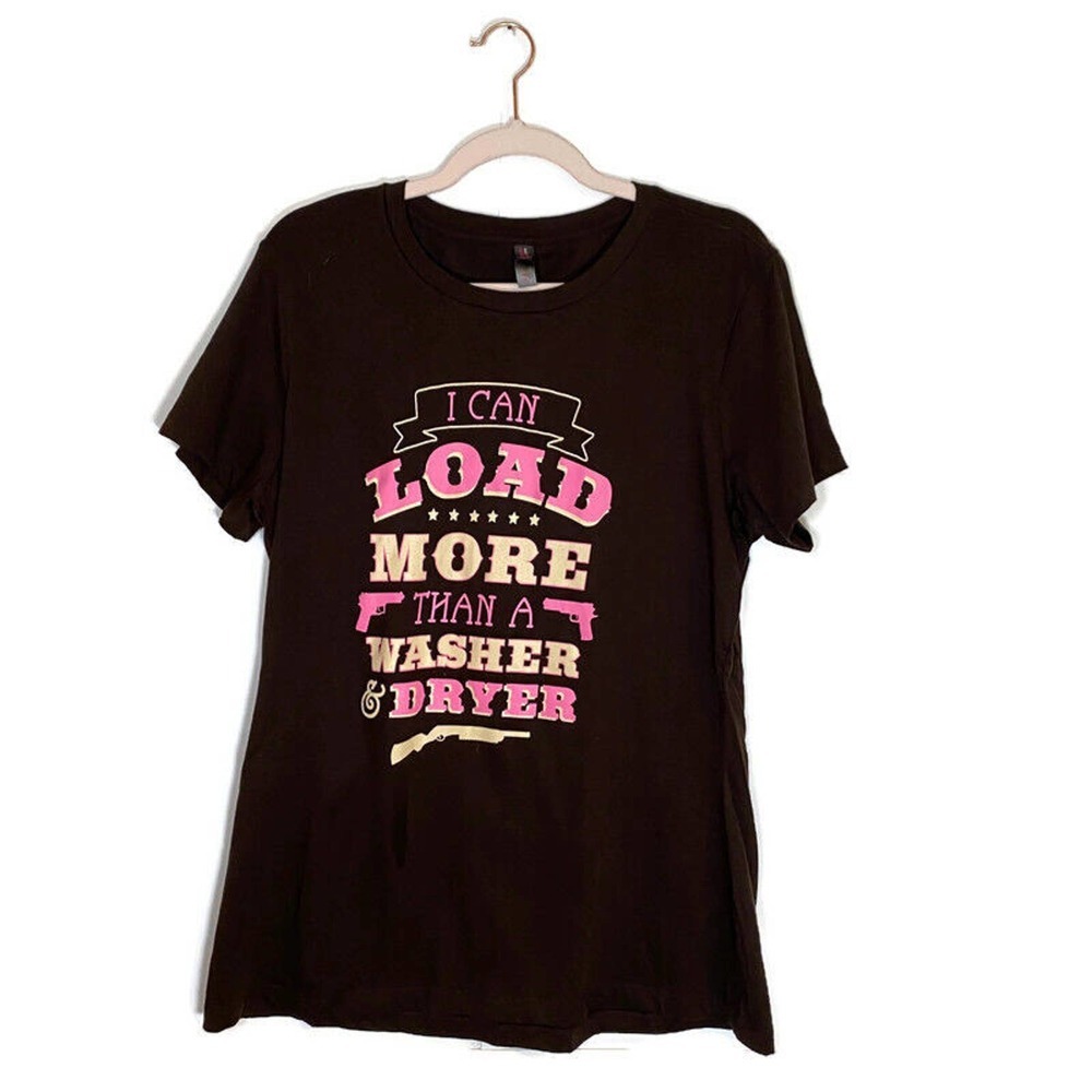 "I Can Load More Than a Washer & Dryer" Women's Fitted T-Shirt Sz XL Brown Gift